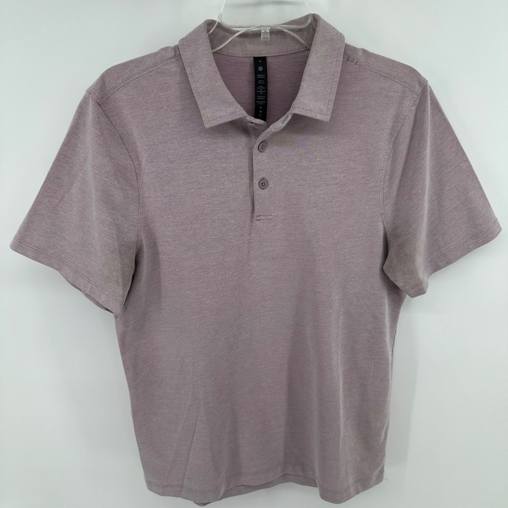 Lululemon Evolution Short Sleeve Polo Shirt Mens Medium Purple LM3DY2S Golf